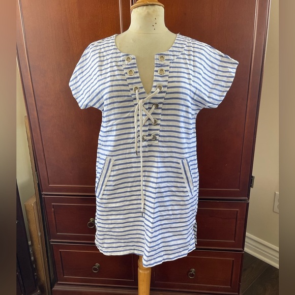 Alesia Pacini 100% linen striped swim suit cover up - Picture 1 of 5